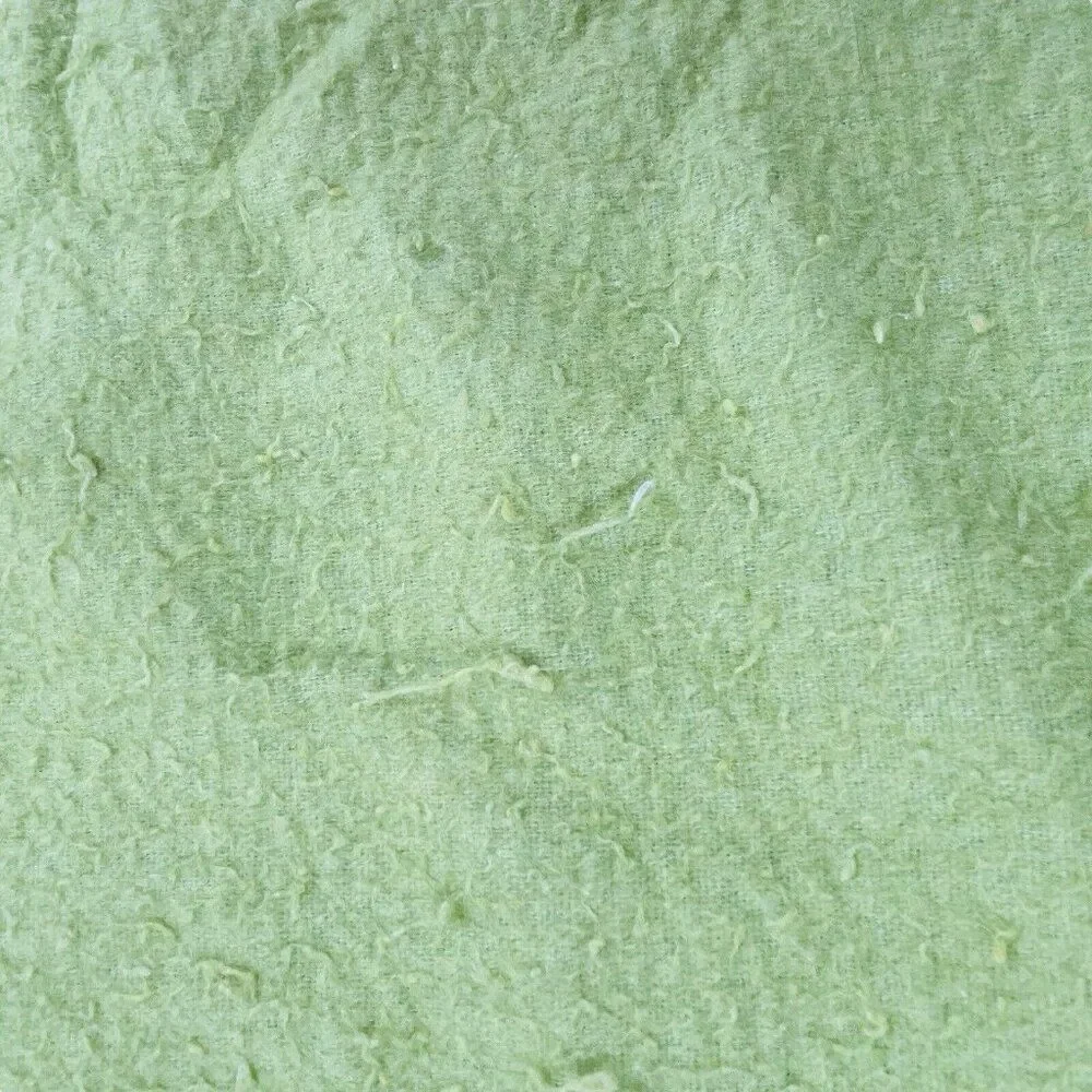 Vintage Light Green Satin Edge Blanket 80 x 66 Unique Color Bed Throw Warm Cozy